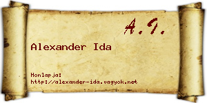 Alexander Ida névjegykártya